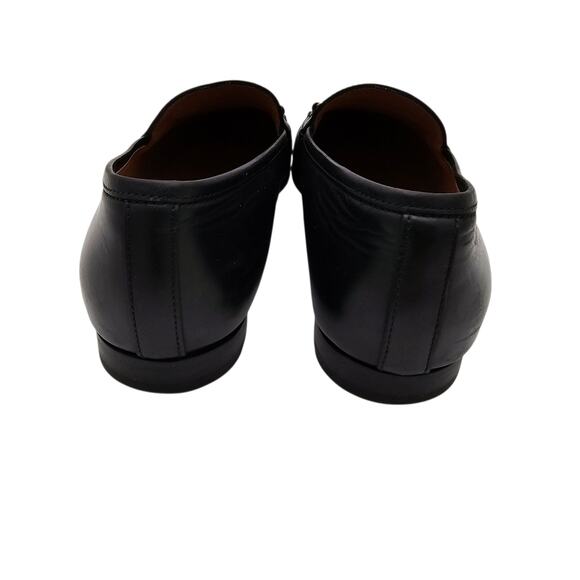 Gucci Jordaan Horsebit Slip On Flat Loafer Black Leather Gold Size 40 US 10 - Picture 6 of 12